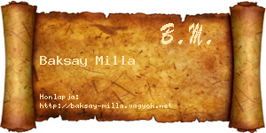Baksay Milla névjegykártya